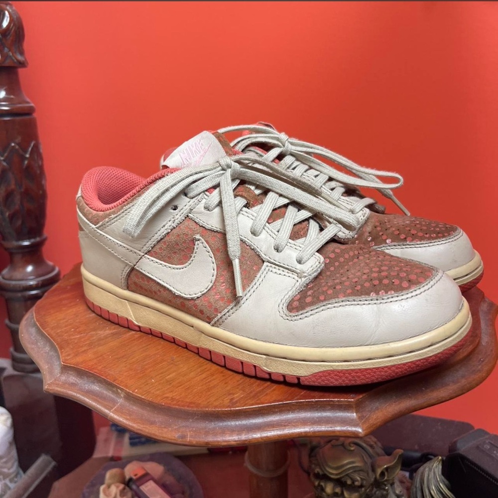 Nike Cream and Red Low-Top Sneakers